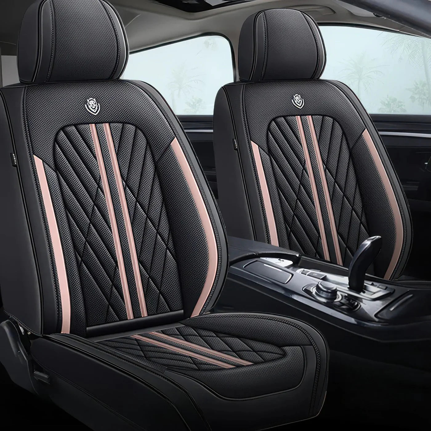 ForgeSeat Black & Pink Waterproof Car Seat Covers | Front Pair