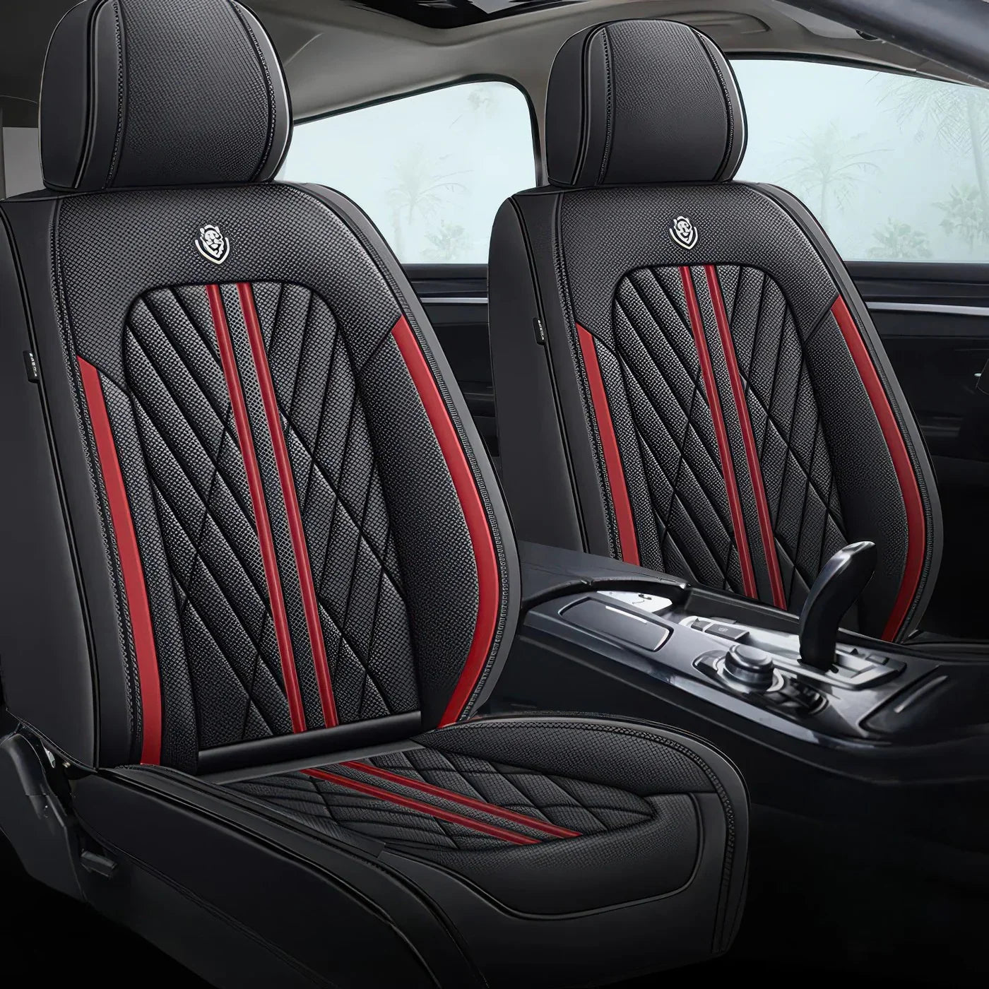 ForgeSeat Black & Red Waterproof Car Seat Covers | Front Pair