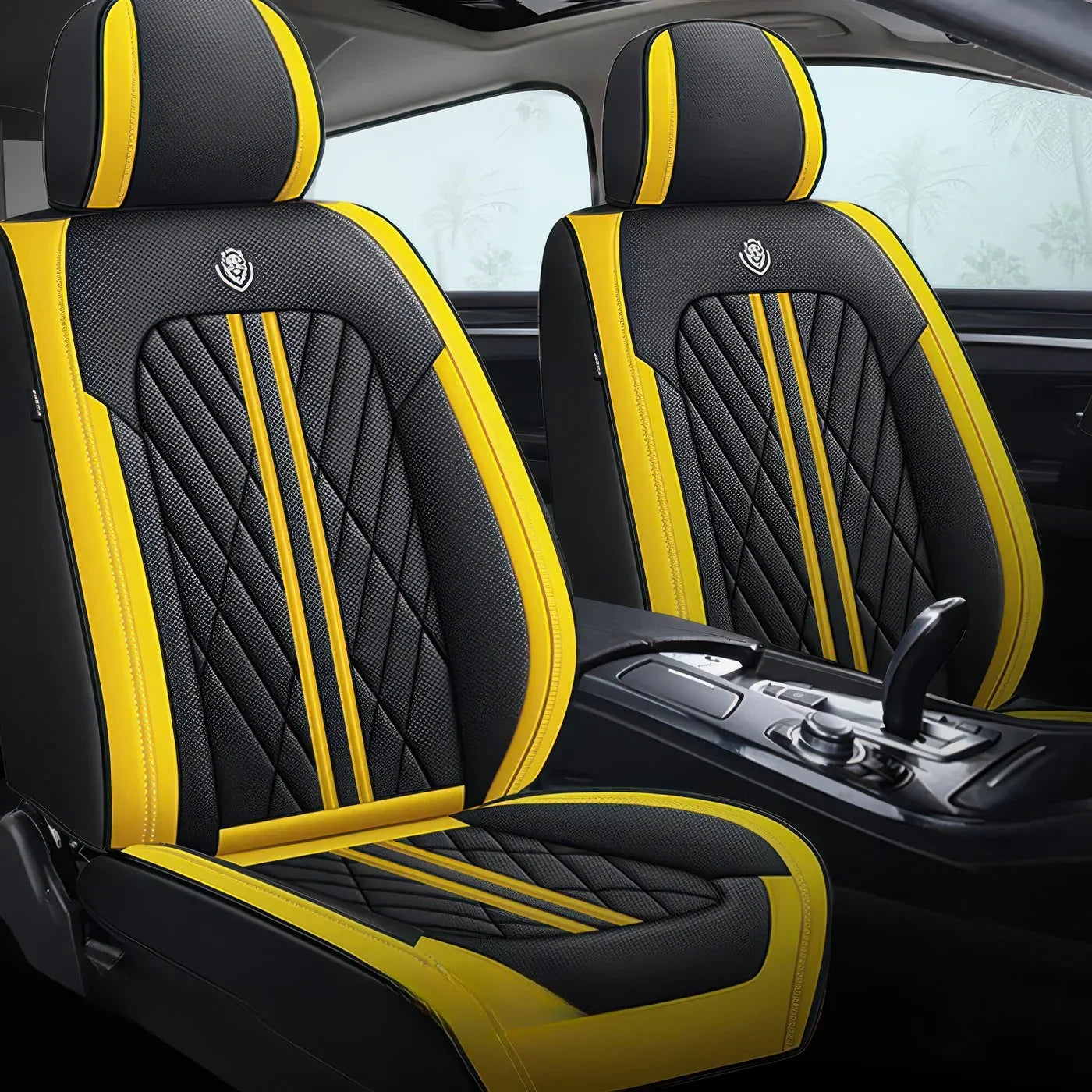 ForgeSeat Black & Yellow Waterproof Car Seat Covers | Front Pair