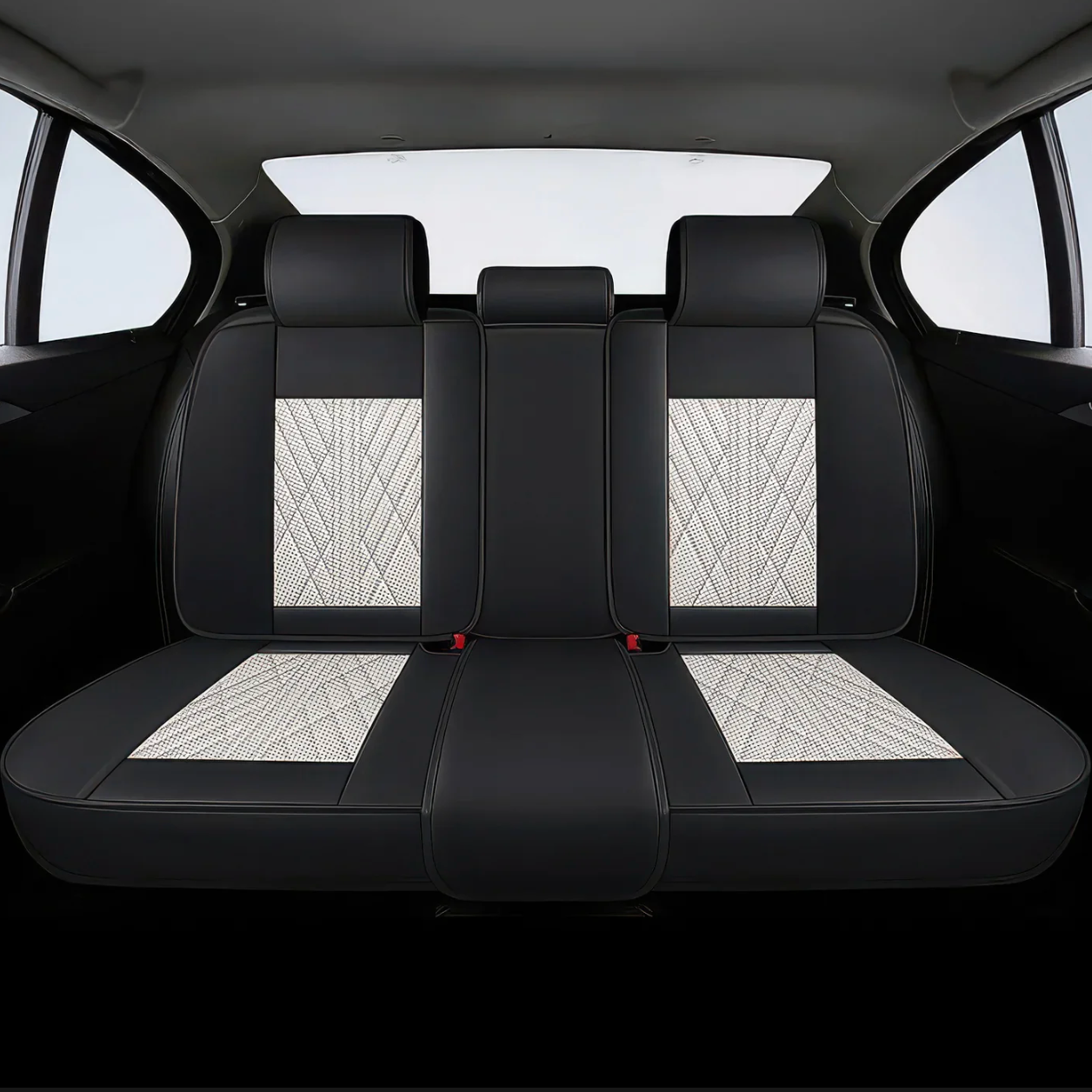 ForgeSeat Beige & Black Waterproof Car Seat Covers | Front Pair