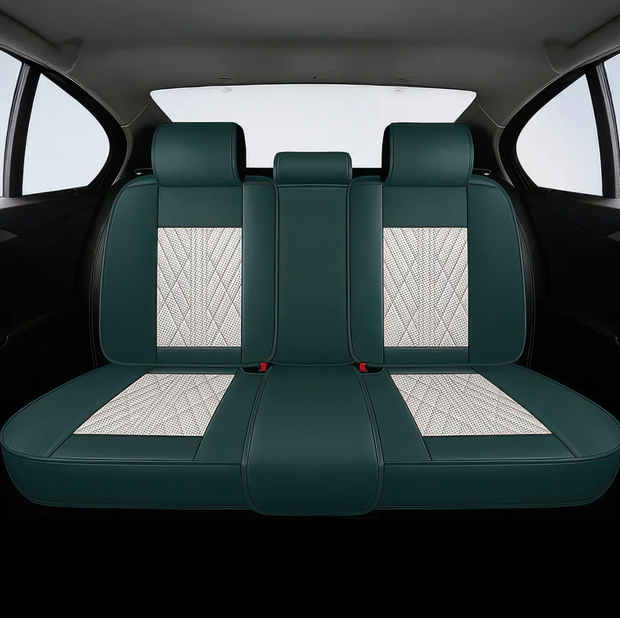 ForgeSeat Beige & Green Waterproof Car Seat Covers | Front Pair