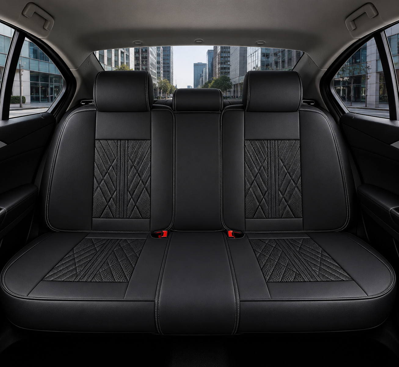 ForgeSeat Black Waterproof Leather Car Seat Covers | Front Pair