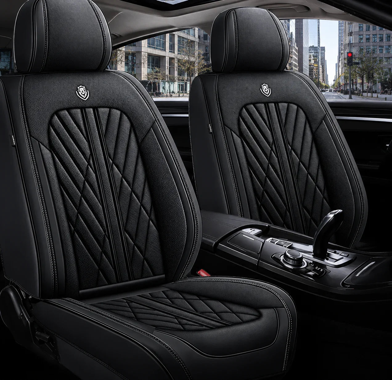 ForgeSeat Black Waterproof Car Seat Covers | Front Pair