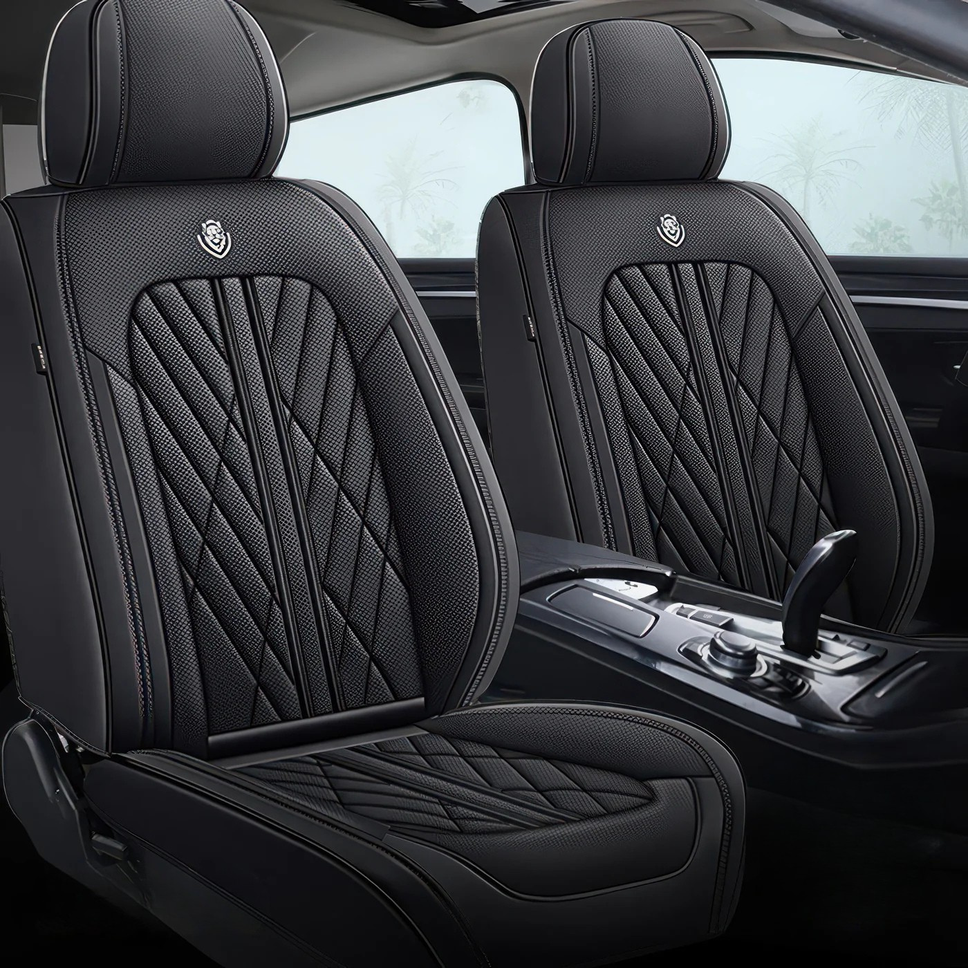 ForgeSeat Black Waterproof Leather Car Seat Covers | Front Pair