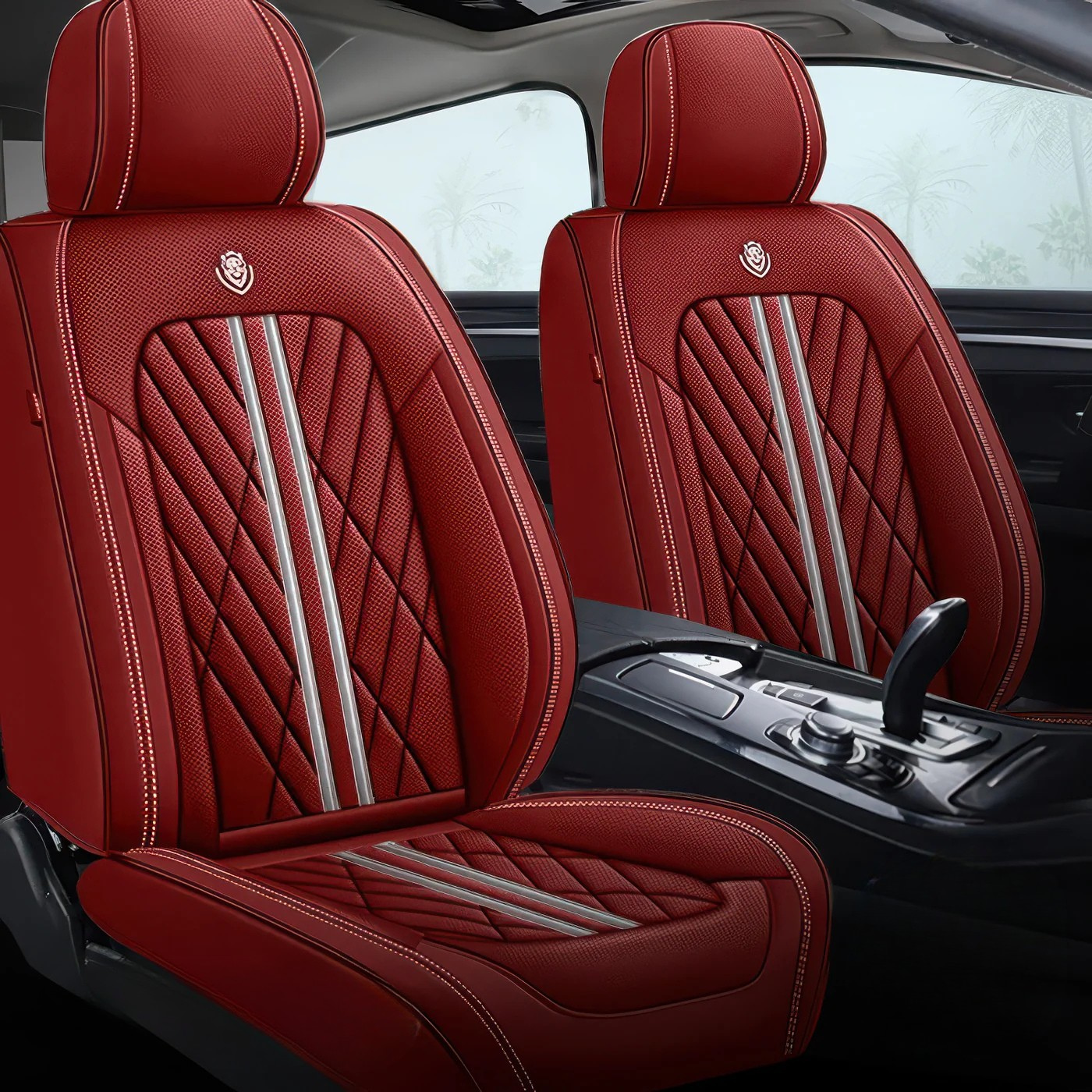 ForgeSeat Red Wine Waterproof Leather Car Seat Covers | Front Pair