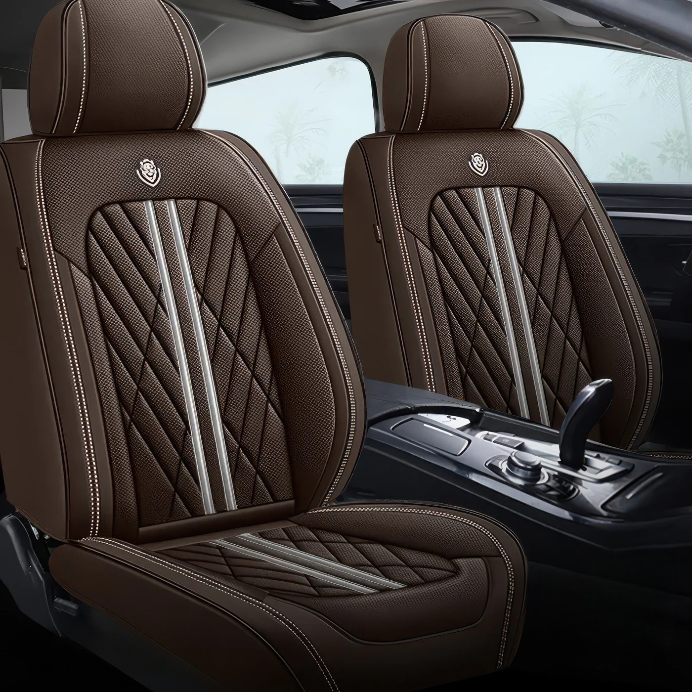 ForgeSeat Coffee Waterproof Leather Car Seat Covers | Front Pair