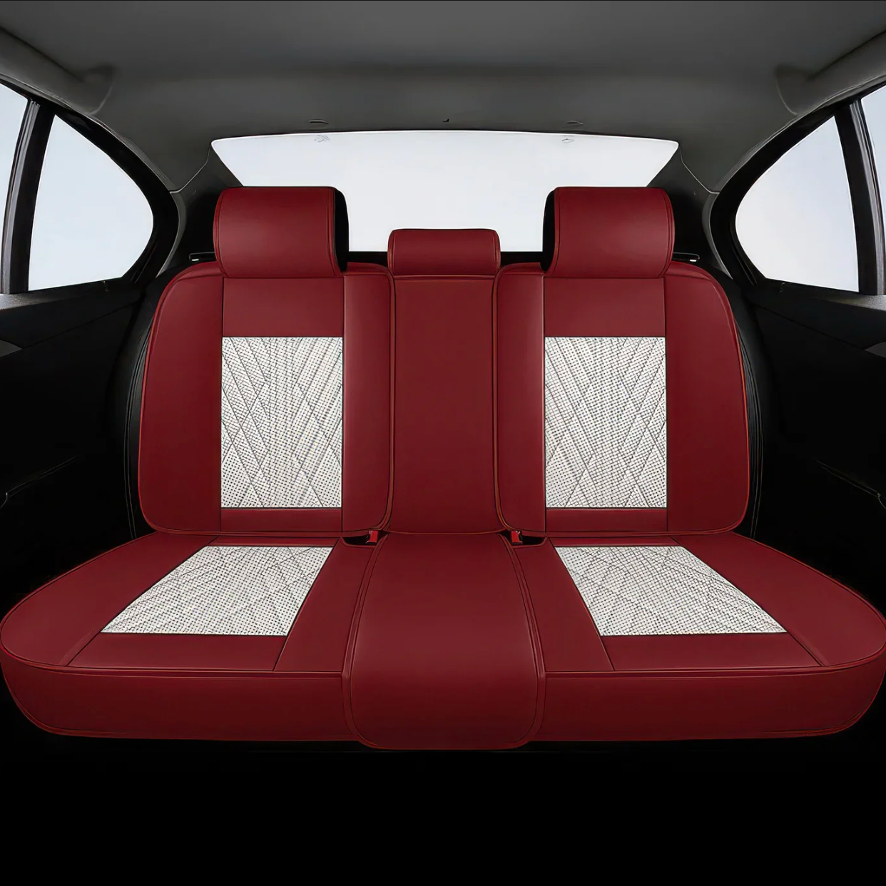 ForgeSeat Beige & Red Waterproof Car Seat Covers | Front Pair