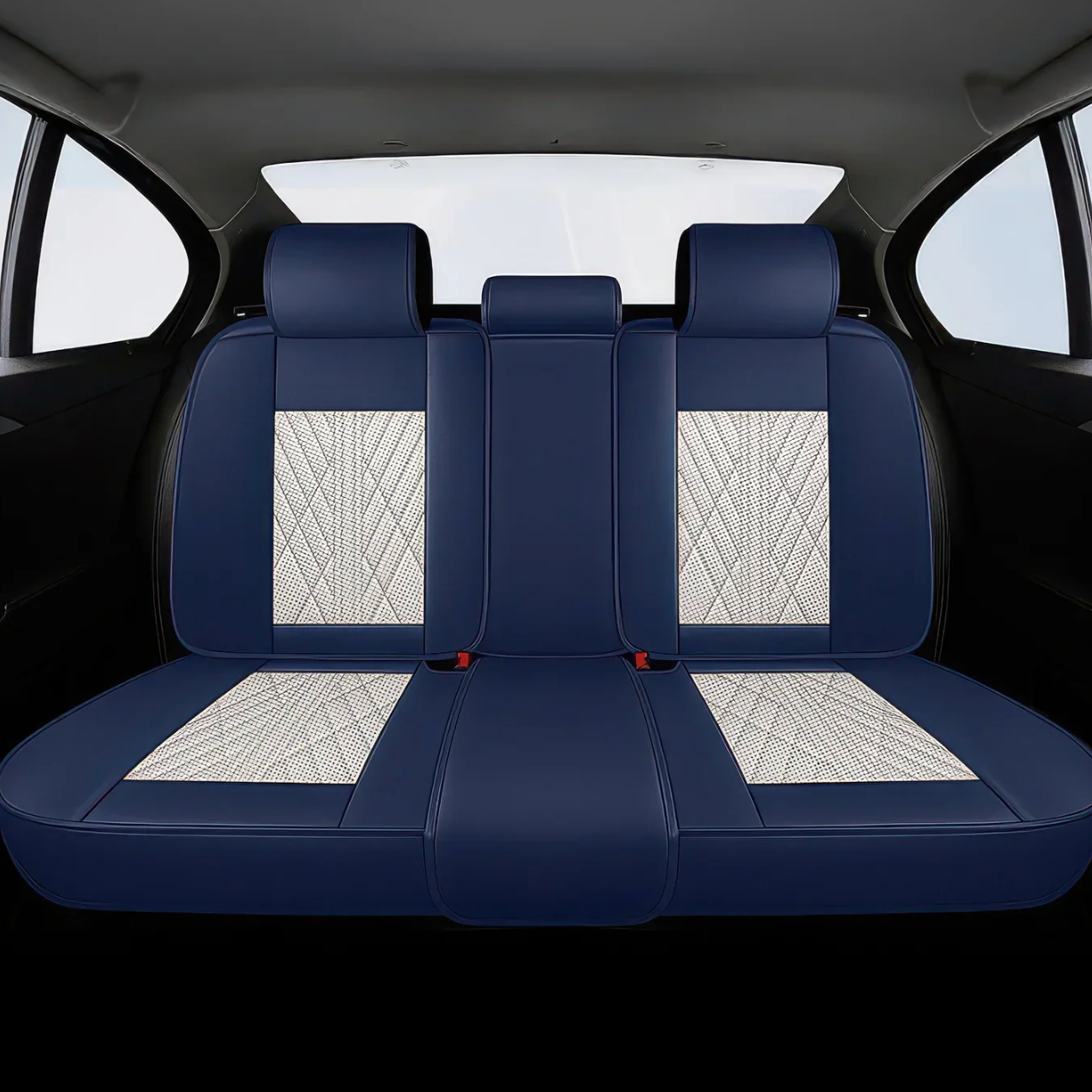 ForgeSeat Beige & Blue Waterproof Car Seat Covers | Front Pair