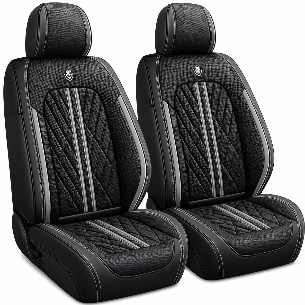 ForgeSeat Black & Grey Waterproof Car Seat Covers | Front Pair