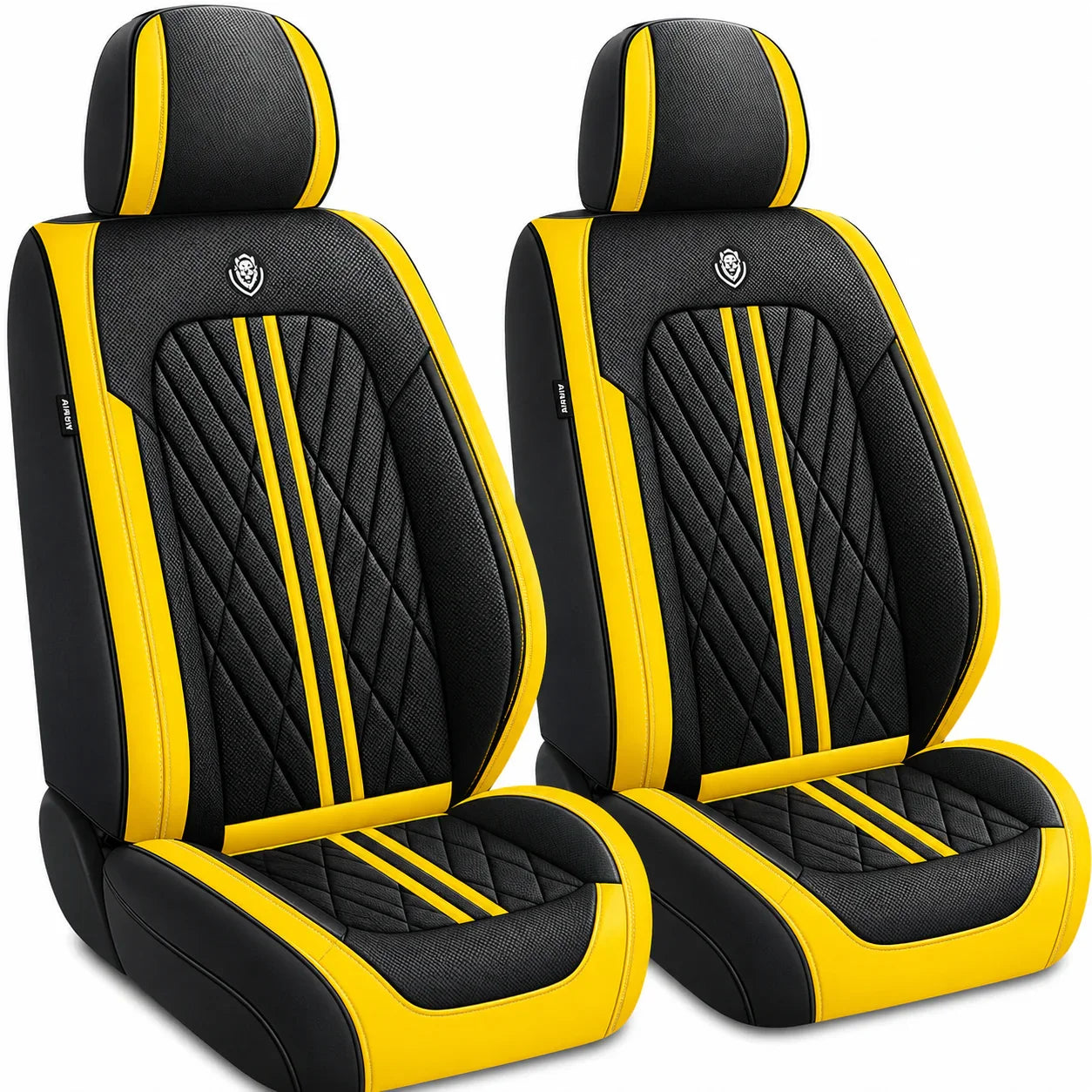 ForgeSeat Black & Yellow Waterproof Car Seat Covers | Front Pair