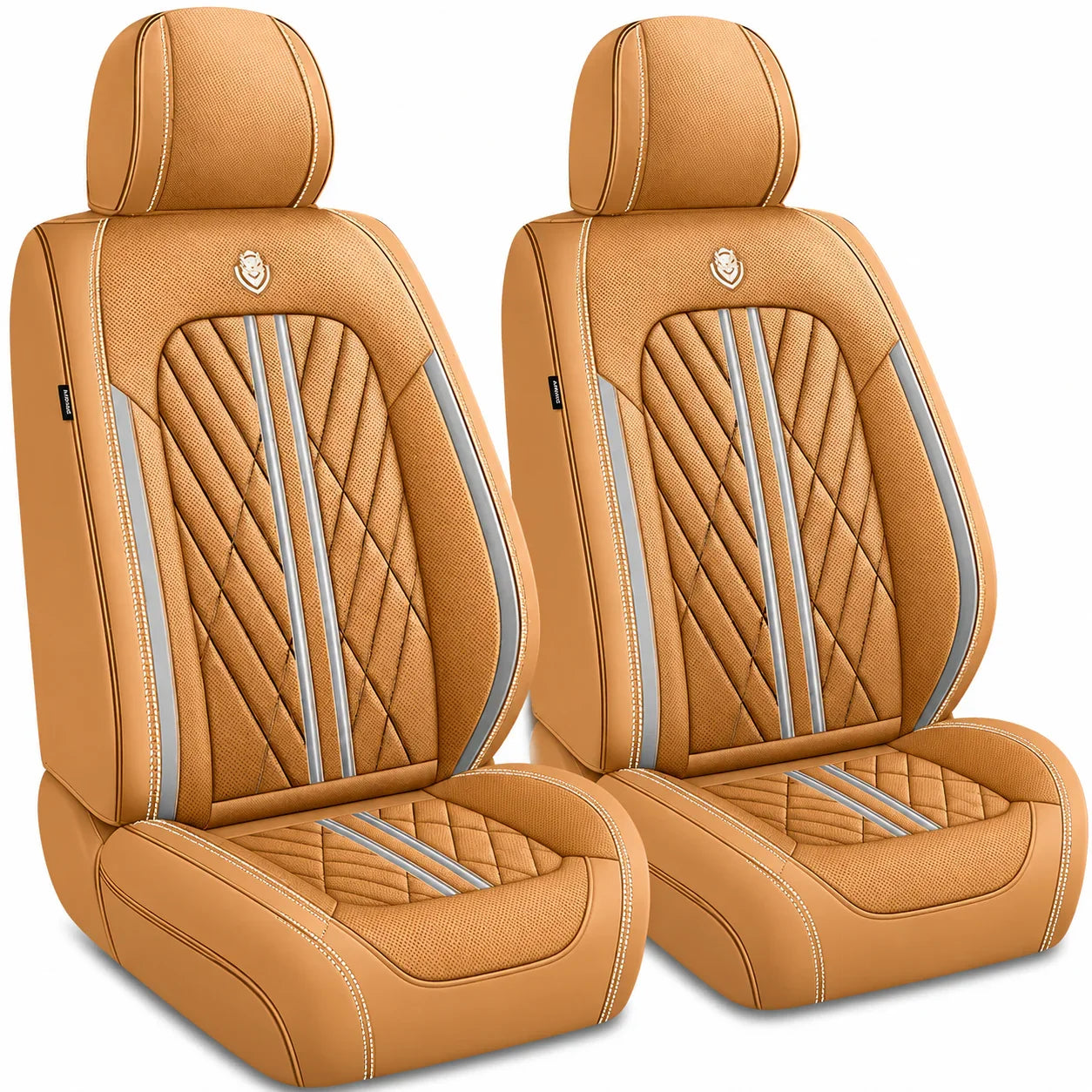 ForgeSeat Brown & White Waterproof Car Seat Covers | Front Pair
