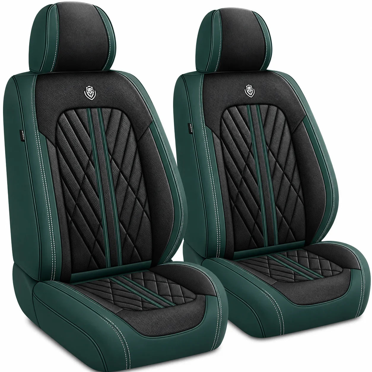ForgeSeat Green & Black Waterproof Car Seat Covers | Front Pair