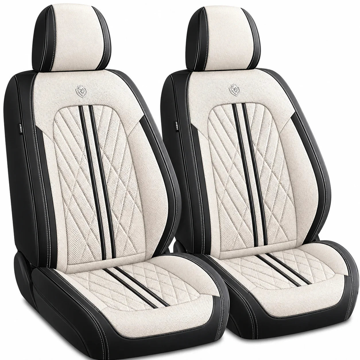 ForgeSeat Beige & Black Waterproof Car Seat Covers | Front Pair